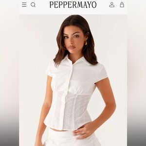 Peppermayo White Button-Up Blouse